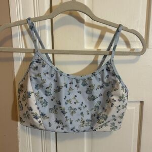 Sage Collective Blue and White Floral Sports Bra